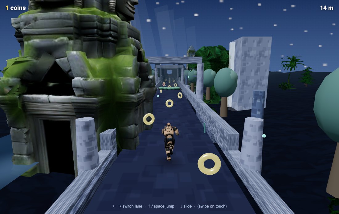 Live frame of a generated Runner3D temple runner