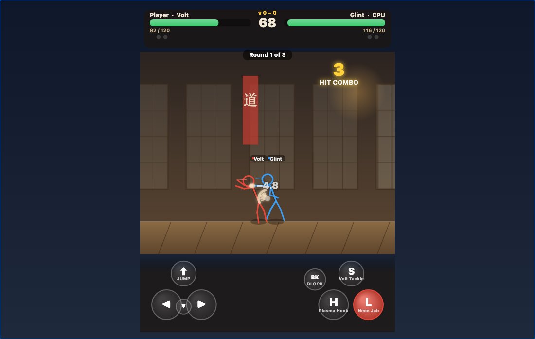 Live frame of a generated stick fighter game