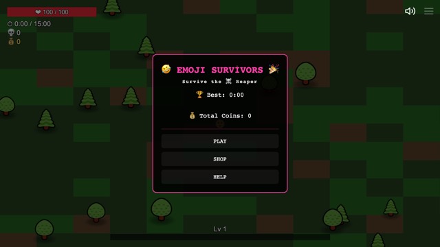 A real frame of Emoji Survivors
