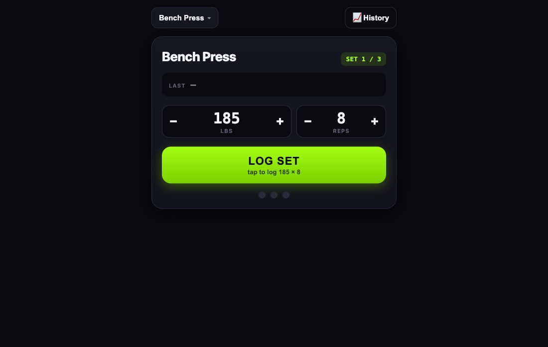 Live frame of Iron Rack, a generated lifting tracker