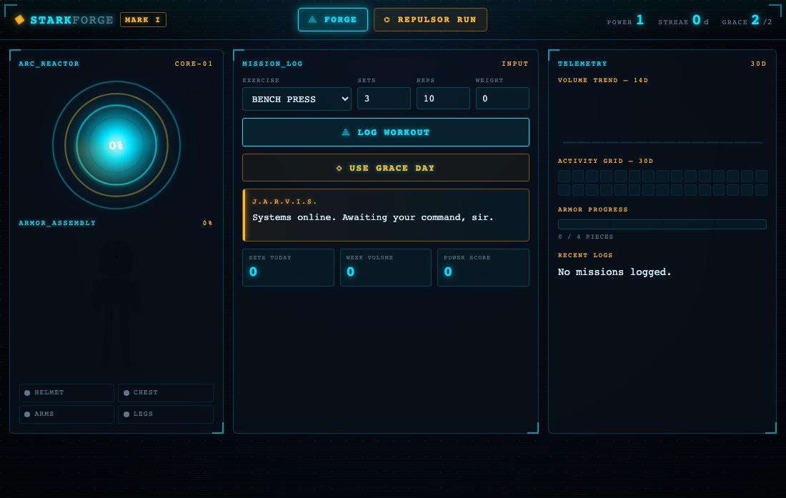A real frame of A workout tracker with a HUD, living in a note.