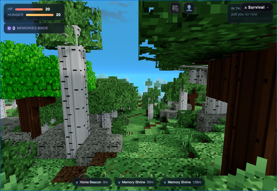 A real frame of the block-world forest someone asked for